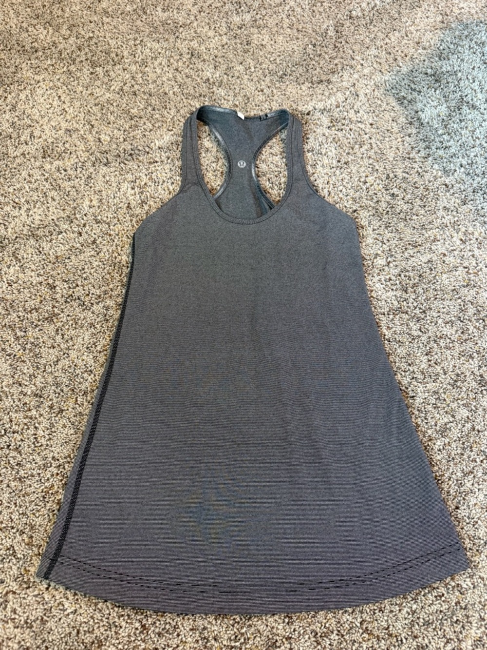 Lululemon Women's Tank Top, Size 6, Black/Gray Striped, Athletic Racerback